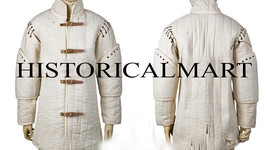 Medieval thick padded white Gambeson coat Aketon armor jacket SCA LARP HALLOWEEN - £63.26 GBP