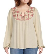 Nurture Floral Embroidered V-Neck Long Ballon Sleeve Peasant Blouse Wome... - £17.63 GBP