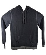 Rock Republic Andrew Gross Hoodie Mens Large Black Gray 1/4 Button Collar - $46.70 CAD