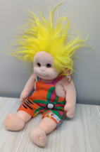 Ty Beanie Kids Jammer 1992 Plush boy doll Yellow blonde orange floral overalls - £6.97 GBP