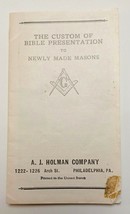 1920s Custom of Bible Presentation to Newly Made Masons Advertising Booklet - £17.22 GBP
