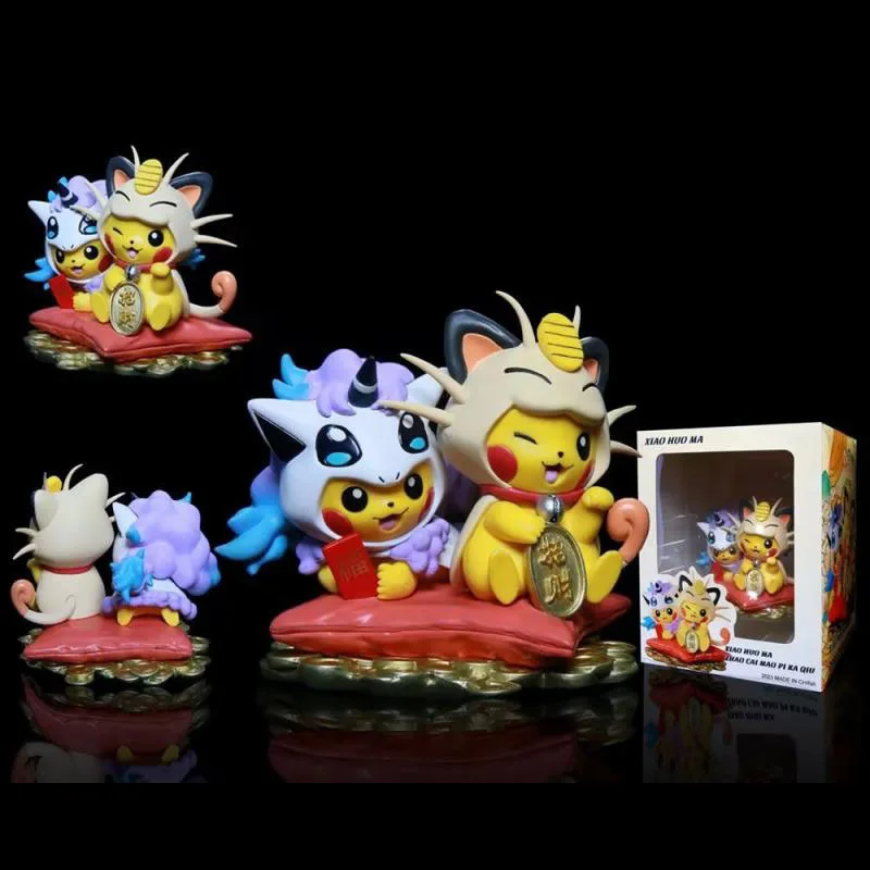 COS TOMY Ponyta Pikachu Pokemon Lucky Cat  scene Anime Figure Decoration box - £26.03 GBP