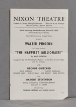 Program Card The Happiest Millionaire Mar.1958 Nixon Theatre Pittsburgh ... - £12.41 GBP