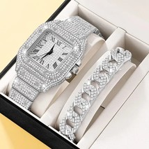 Elvis Presley Wristwatch Wrist Watch Quartz 2Pcs Set Diamond Analogue Silver Men - £36.76 GBP