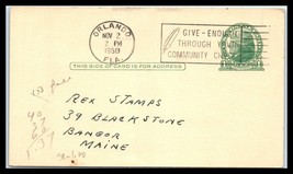 1950 US Postal Card - Orlando, Florida to Bangor, Maine A26 - £0.75 GBP