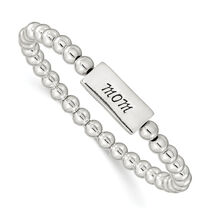 Silver Enameled MOM Stretch Bracelet QG3208 - $2,478.73 MXN