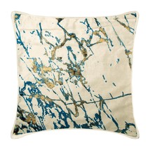 Handmade 16 x 16 inch Painted Foil Blue Velvet Cushion Cover, Paint Splash - £20.51 GBP+