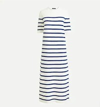 J Crew Blue White Striped Short Sleeve Crew Neck Cotton Margot Sweater Dress S - £54.80 GBP