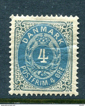 Denmark 1873 4 ore value Normal frame FA 29 Sc 26 MH 11705 - £11.86 GBP