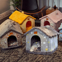 Foldable Dog House Pet Cat Bed Winter Dog Villa Sleep Kennel Removable Nest Warm - £20.17 GBP+