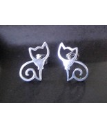 Stainless Steel Cat Stud Earrings - £10.77 GBP