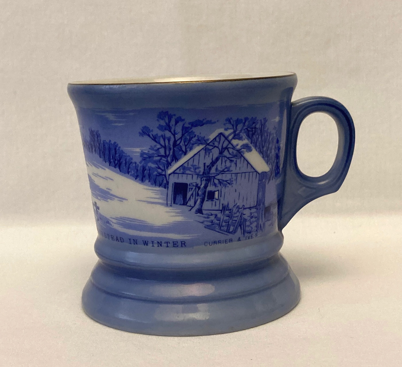 Vintage Currier &amp; Ives The Old Homestead in Winter shaving mug coffee cu... - $6.00