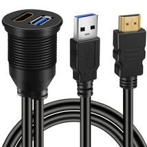 BATIGE USB 3.0 &amp; HDMI to HDMI + USB3.0 AUX Extension Dash Panel Waterpro... - £11.71 GBP