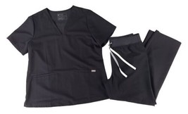 FIGS Scrub Set Women&#39;s XL Black Casma Top + Livingston Pants Set - £51.32 GBP