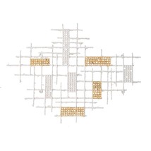 Contemporary White and Gold Geo Grid Wall Art - $2,250.41 MXN