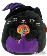 Squishmallows Autumn the Cat 12&quot; Plush Black Purple Cat Halloween Lollip... - £42.84 GBP