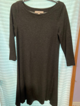 Loft Lady&#39;s Dress Xs Deep Gray 3/4 Sleeve Soft &amp;Light Weight a1 - £15.52 GBP