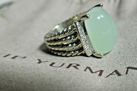 Huge David Yurman Chalcedony Diamond 16 x12mm Wheaton Ring Sterling Silv... - £432.28 GBP