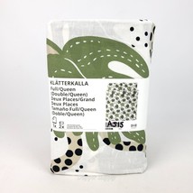 Ikea Klatterkalla Queen Duvet Cover &amp; 2 Pillowcases Green White Cotton M... - $43.67
