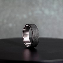 Titanium Engagement Band with Zebra Carbon Fiber - Handcrafted Men&#39;s Ring - £164.00 GBP
