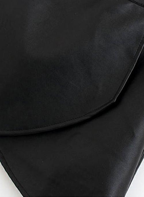 Womens Black Sleek Faux Leather Skort Uneven Mini Skirt  Item image 5