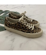 Madewell Sidewalk Sneakers Size 7 Brown White Leopard Print Low Top Lace Up - $44.66 CAD
