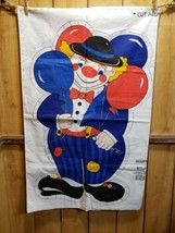 Vintage Clown With Balloons Fabric Material Pillow Panel Cut Sew Stuff 1970s NOS - £23.64 GBP