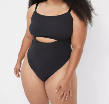 Lane Bryant CACIQUE Rib Keyhole High Leg Thong Bodysuit BLACK Plus Sz 26... - $48.02