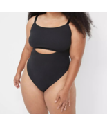 Lane Bryant CACIQUE Rib Keyhole High Leg Thong Bodysuit BLACK Plus Sz 26... - $65.67 CAD