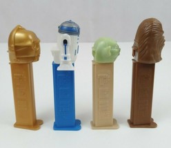 Vintage Lot of 4 Star Wars Pez Dispensers R2D2, Yoda, C3-PO, &amp; Chewbaccha - £9.85 GBP
