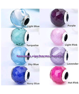 925 Sterling Silver Colorful Faceted Glass Beads Charms Fits Moments Bra... - £8.43 GBP