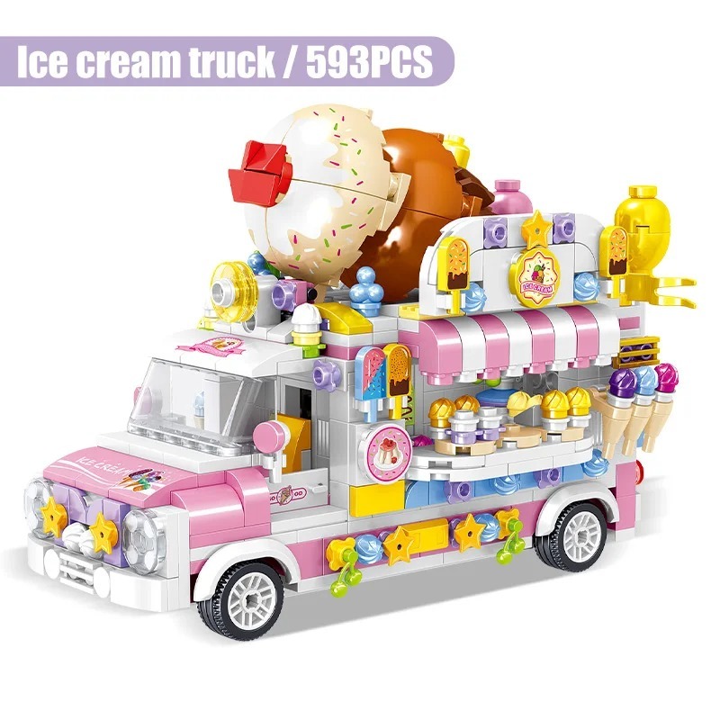 Ice Cream Truck Car Mini Building Blocks Food Snacks Shop Bricks Toys - $29.99