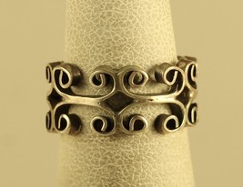 Vtg Sterling Signed 925 CCC Taxco Mexico Open Filigree Eternity Ornate Ring sz 5 - £31.65 GBP