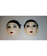 2 Fancy Faces New Orleans. Ceramic Mask - Signed Clown Face 1992 With Tag - $49.49