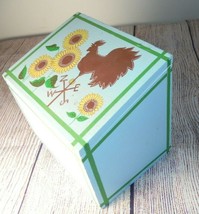 Vintage Painted Wood Rooster Weather Vane Flowers Farm Farmhouse Blue Recipe Box - £8.16 GBP