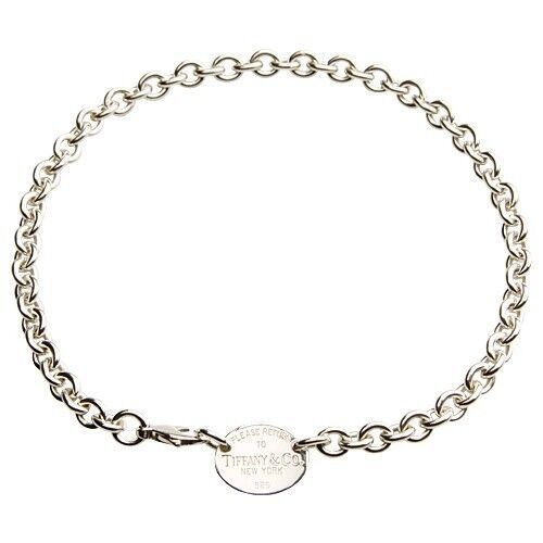Tiffany & Co Sterling Silver 925  "Return To" Oval Tag Necklace 15.5" inch Long - £389.89 GBP