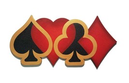 Gold red and Black Card Suits wood wall hanging, Poker wall art, 24x12 by art69 - $108.89