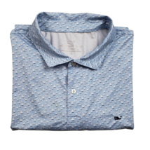 Vineyard Vine Performance Polo Shirt Mens XL Blue Nautical Sailboat Stre... - $36.41 CAD