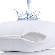 Waterproof Pillow Protector Zippered 2 Pack Queen Bed Bug Proof Pillow Encasemen - £19.71 GBP
