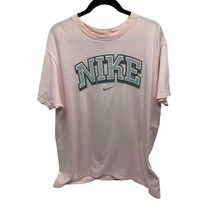 Nike WOmens Size Large Pink Short Sleeve Tshirt Tee Shirt Gray Spellout - £16.24 GBP