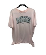 Nike WOmens Size Large Pink Short Sleeve Tshirt Tee Shirt Gray Spellout - £16.34 GBP