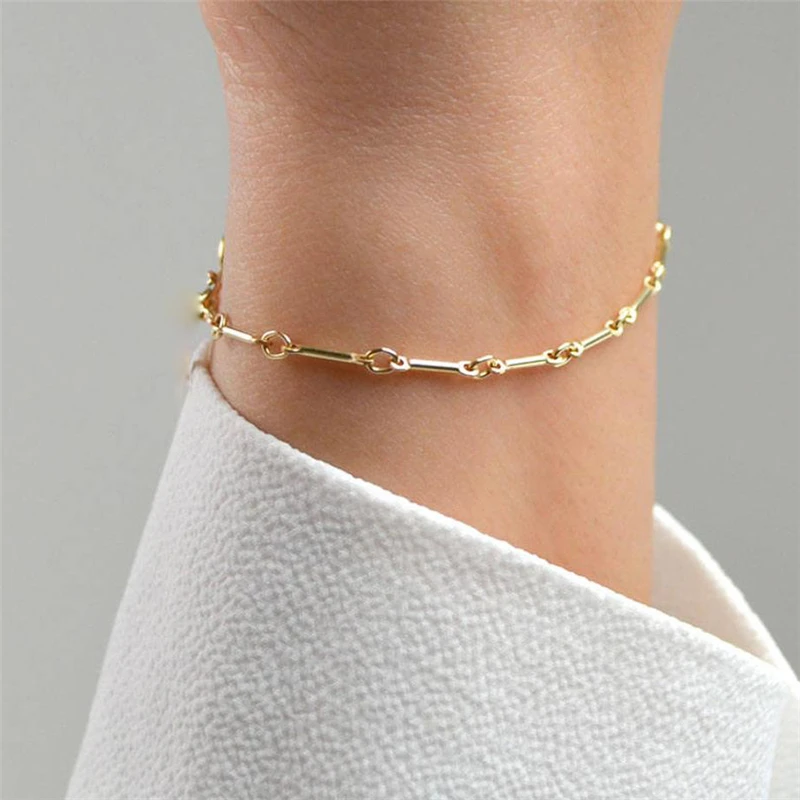 14K Gold Filled Chain Bracelet Handmade Jewelry Boho Charms Bracelets Vintage Br - £53.16 GBP