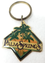 Palm Springs Keychain Bubble Enamel Metal Palm Trees Green Vintage - £9.65 GBP