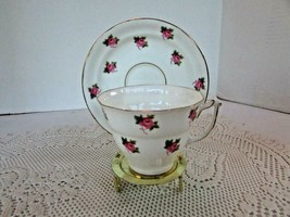 VTG BONE CHINA SAMPSON SMITH TEACUP &amp; SAUCER OLD ROYAL PINK ROSES ENGLAND - $241.17 MXN