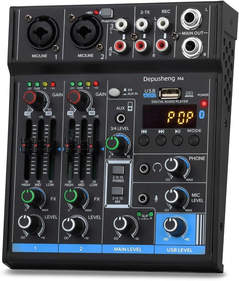4 Channel Usb Interface Mixer, Dj Sound Controller Mini Mixer, Black - $46.96
