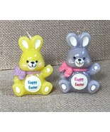 Mini Kitsch Happy Easter Bunny Candles Yellow Smoky Lavender Rabbits Spring - $8.91