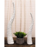 Set of 2 Rustic White African Gazelle Antelope Horns Decorative Vegan Sc... - £27.96 GBP