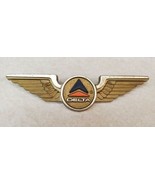 Vintage Delta Airlines Jr Pilot Wings Stoffel Gold Plastic Pin Orange Na... - $14.65