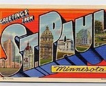 St Paul Minnesota Large Letter  Linen Postcard - $10.89