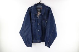 NOS Vintage 90s Streetwear Mens XL Indigo Denim Jean Trucker Jacket Cotton - £77.36 GBP